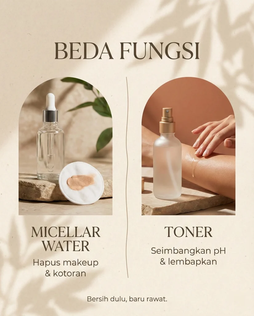 Perbedaan fungsi micellar water dan toner